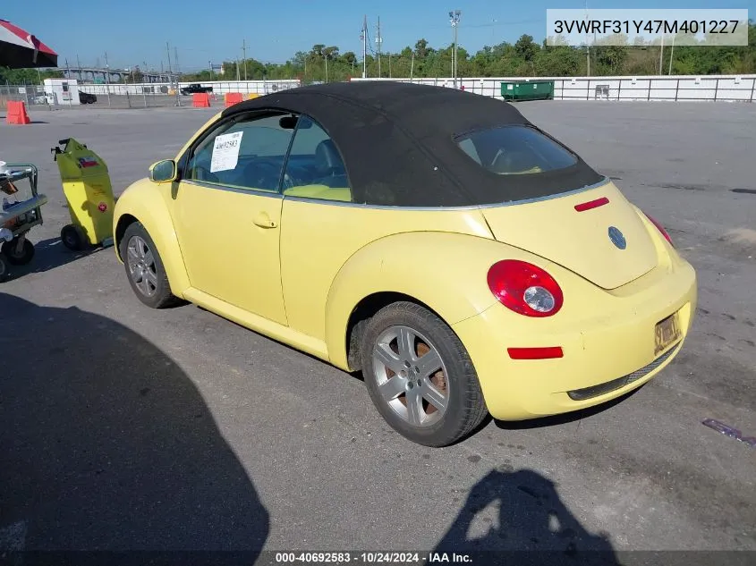 2007 Volkswagen New Beetle 2.5 VIN: 3VWRF31Y47M401227 Lot: 40692583