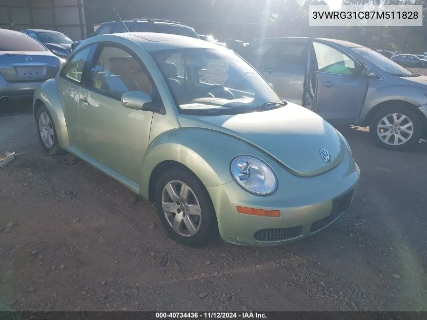 2007 Volkswagen New Beetle 2.5 VIN: 3VWRG31C87M511828 Lot: 40734436