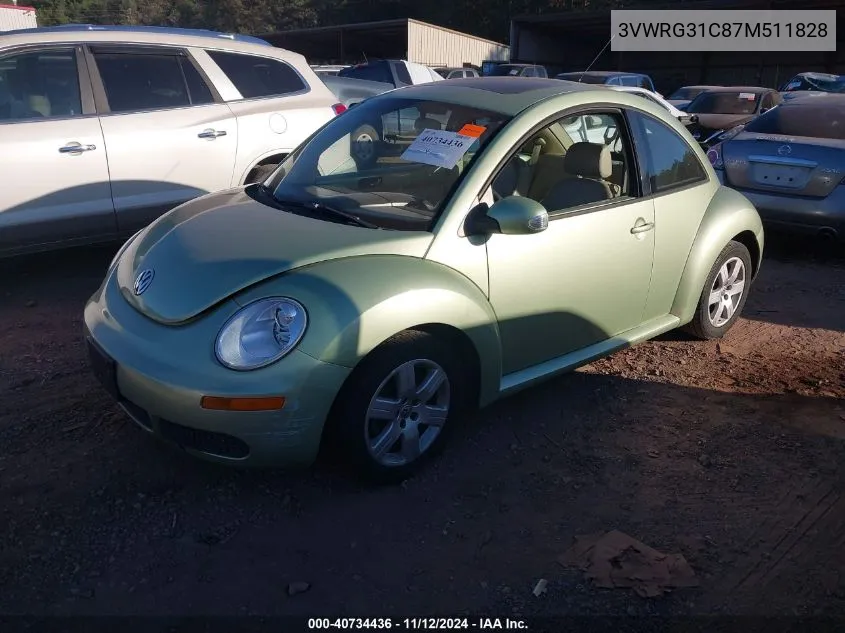 2007 Volkswagen New Beetle 2.5 VIN: 3VWRG31C87M511828 Lot: 40734436