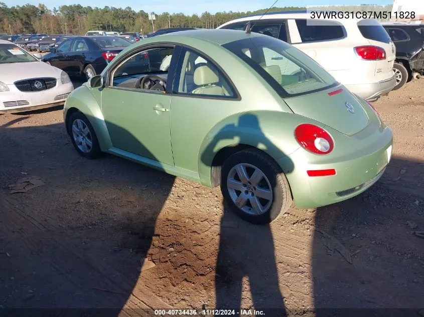 2007 Volkswagen New Beetle 2.5 VIN: 3VWRG31C87M511828 Lot: 40734436