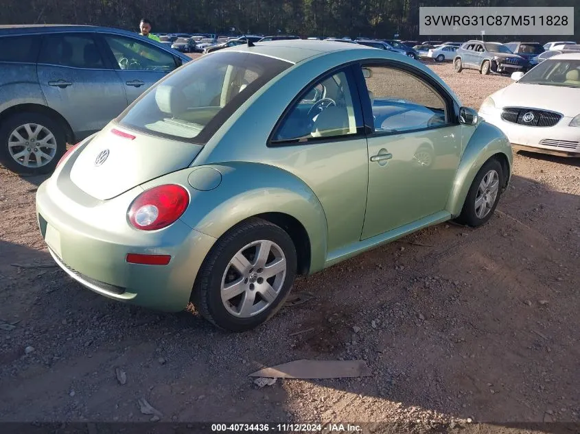 2007 Volkswagen New Beetle 2.5 VIN: 3VWRG31C87M511828 Lot: 40734436