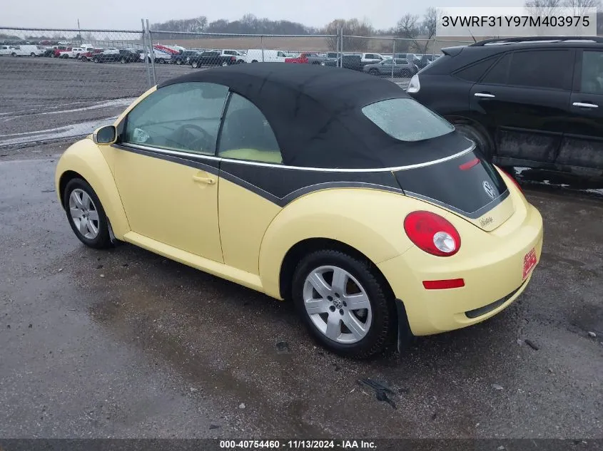 2007 Volkswagen New Beetle 2.5 VIN: 3VWRF31Y97M403975 Lot: 40754460