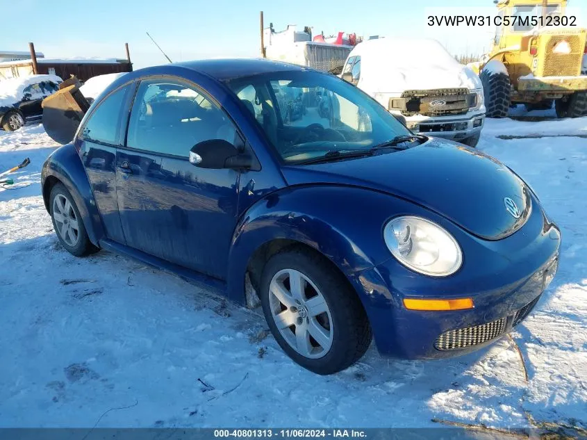 2007 Volkswagen New Beetle 2.5 VIN: 3VWPW31C57M512302 Lot: 40801313