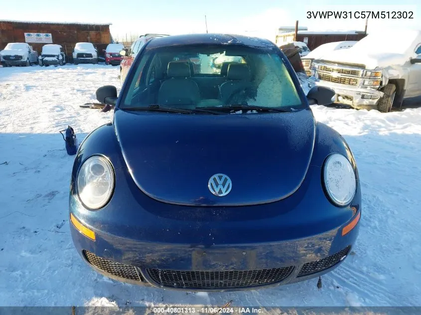 2007 Volkswagen New Beetle 2.5 VIN: 3VWPW31C57M512302 Lot: 40801313