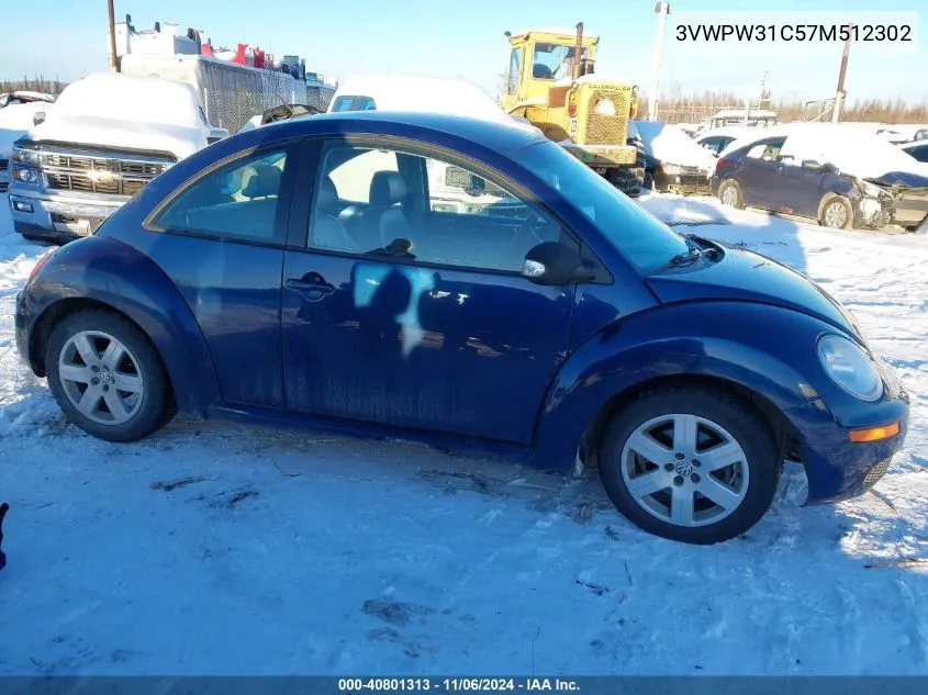 2007 Volkswagen New Beetle 2.5 VIN: 3VWPW31C57M512302 Lot: 40801313