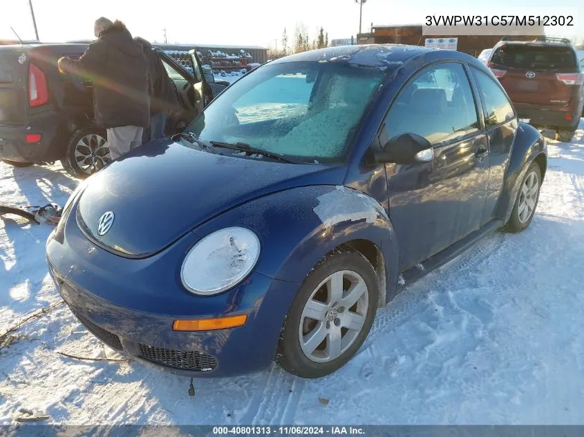 2007 Volkswagen New Beetle 2.5 VIN: 3VWPW31C57M512302 Lot: 40801313