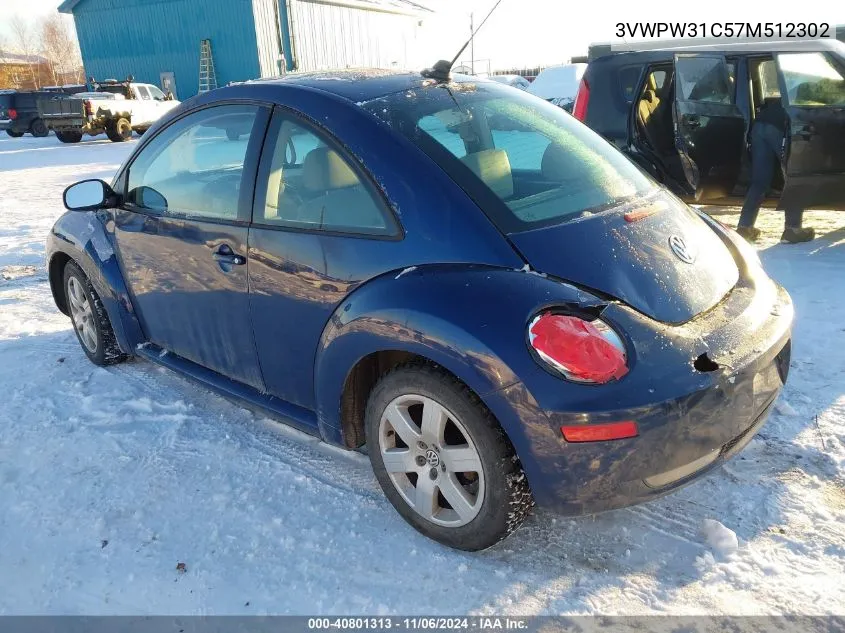 2007 Volkswagen New Beetle 2.5 VIN: 3VWPW31C57M512302 Lot: 40801313