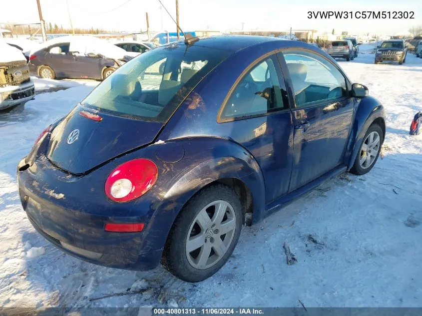 2007 Volkswagen New Beetle 2.5 VIN: 3VWPW31C57M512302 Lot: 40801313