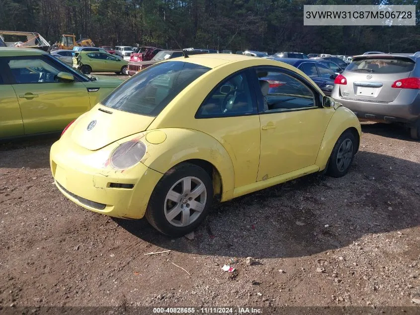 2007 Volkswagen New Beetle 2.5L Option Package 1 VIN: 3VWRW31C87M506728 Lot: 40828655