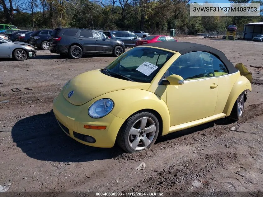 2007 Volkswagen New Beetle 2.5 VIN: 3VWSF31Y37M408753 Lot: 40830293