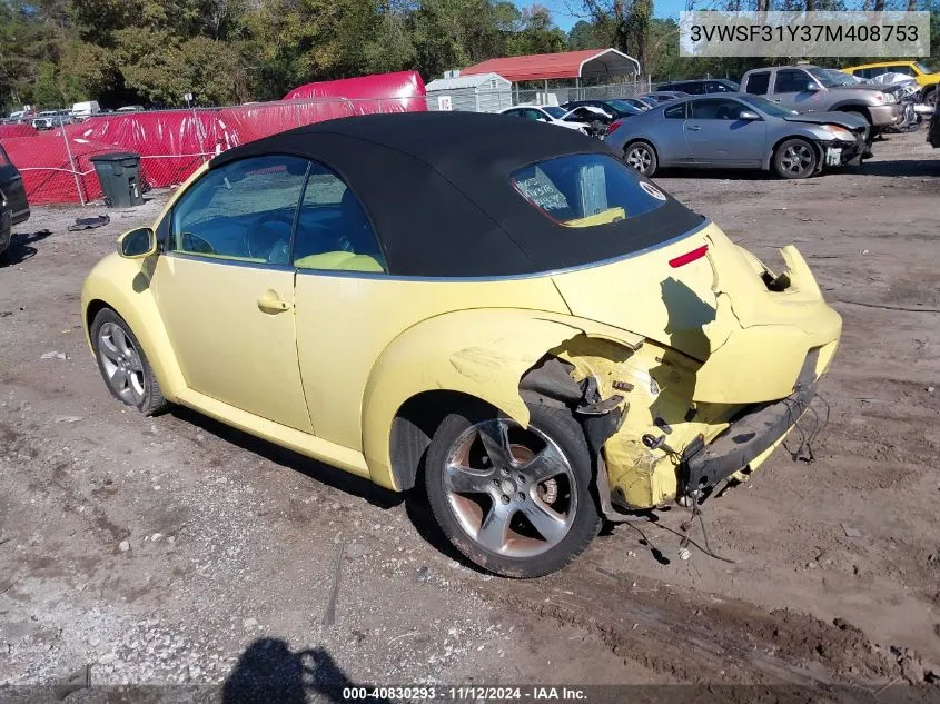 2007 Volkswagen New Beetle 2.5 VIN: 3VWSF31Y37M408753 Lot: 40830293