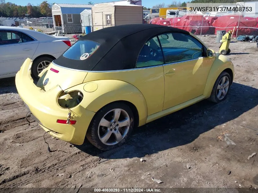 2007 Volkswagen New Beetle 2.5 VIN: 3VWSF31Y37M408753 Lot: 40830293