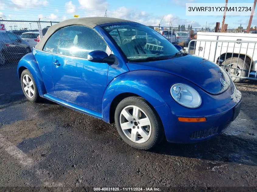 2007 Volkswagen New Beetle 2.5 VIN: 3VWRF31YX7M412734 Lot: 40831825