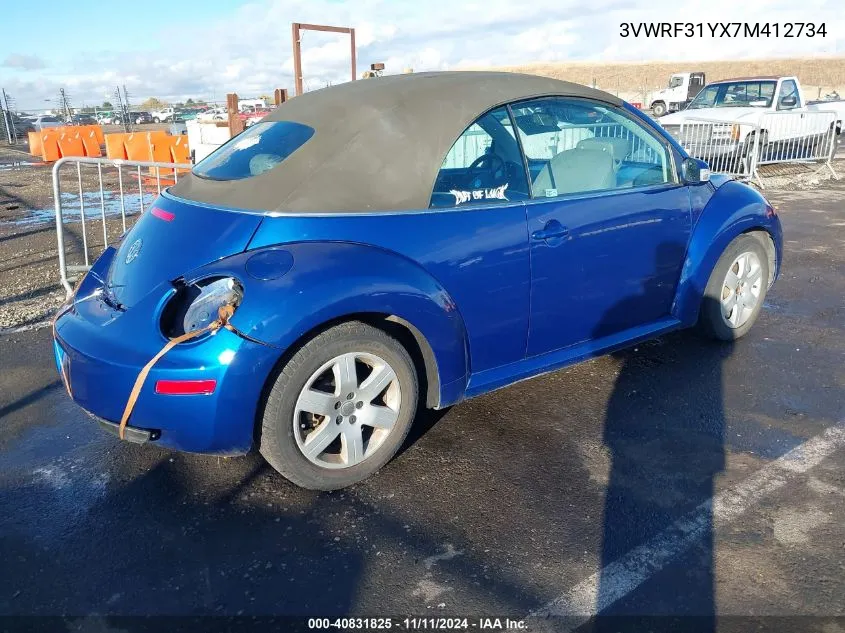 2007 Volkswagen New Beetle 2.5 VIN: 3VWRF31YX7M412734 Lot: 40831825