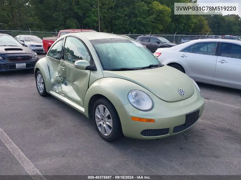 2008 Volkswagen New Beetle S VIN: 3VWPG31C78M519220 Lot: 40375887