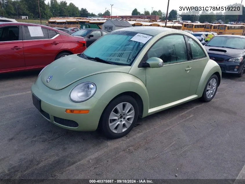 2008 Volkswagen New Beetle S VIN: 3VWPG31C78M519220 Lot: 40375887