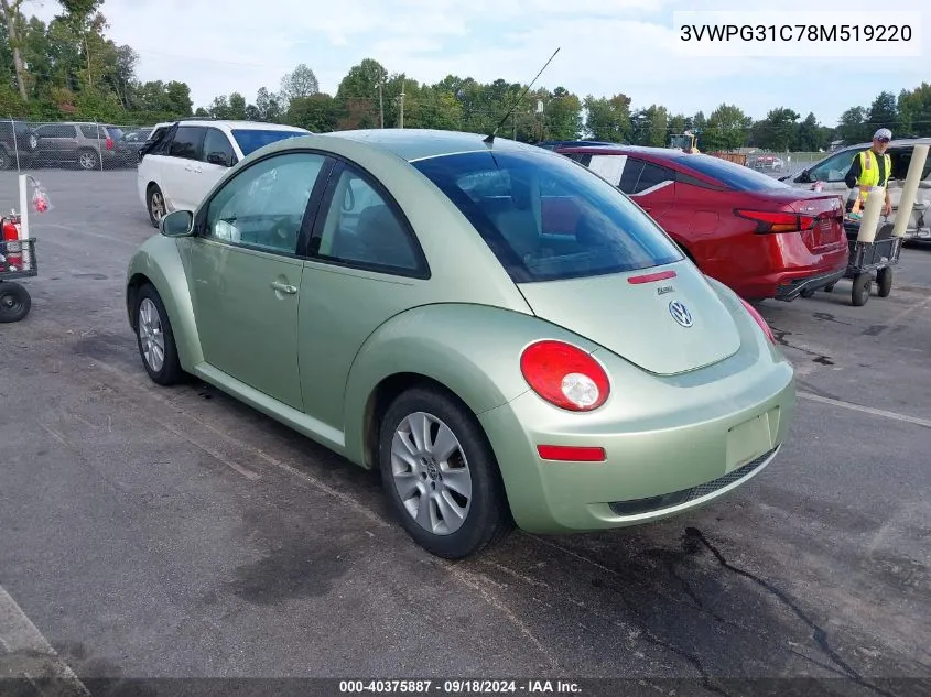 2008 Volkswagen New Beetle S VIN: 3VWPG31C78M519220 Lot: 40375887