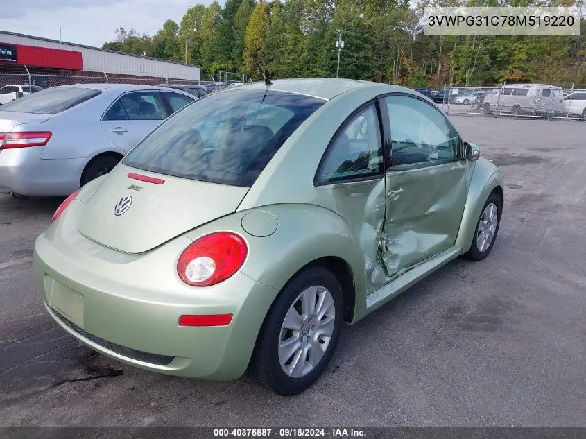 2008 Volkswagen New Beetle S VIN: 3VWPG31C78M519220 Lot: 40375887