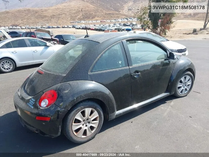 2008 Volkswagen New Beetle S VIN: 3VWPG31C18M508178 Lot: 40417669