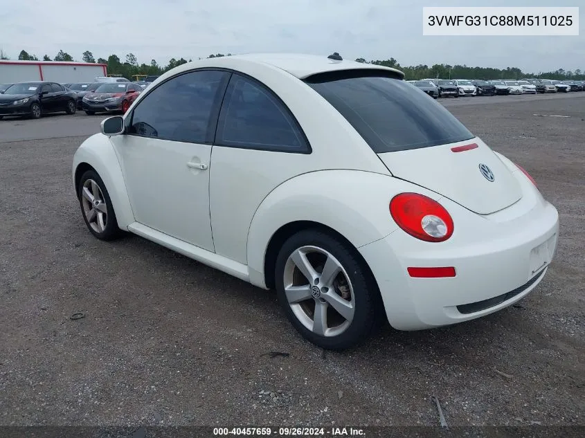 2008 Volkswagen New Beetle Black Tie Edition/Triple White VIN: 3VWFG31C88M511025 Lot: 40457659