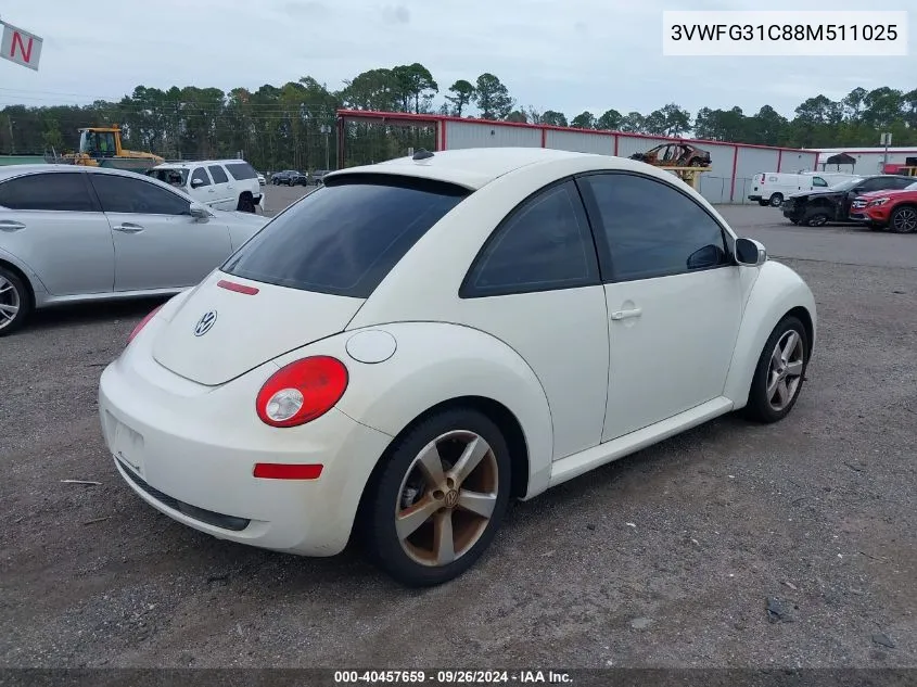 2008 Volkswagen New Beetle Black Tie Edition/Triple White VIN: 3VWFG31C88M511025 Lot: 40457659