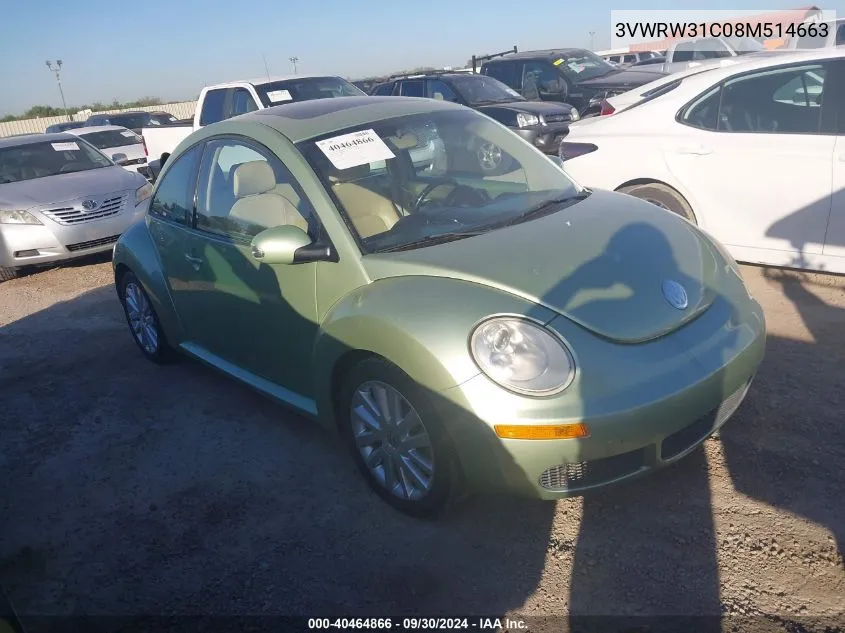 2008 Volkswagen New Beetle S/Se VIN: 3VWRW31C08M514663 Lot: 40464866