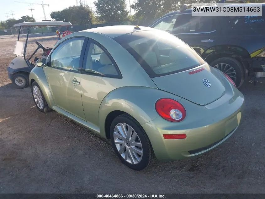 2008 Volkswagen New Beetle S/Se VIN: 3VWRW31C08M514663 Lot: 40464866