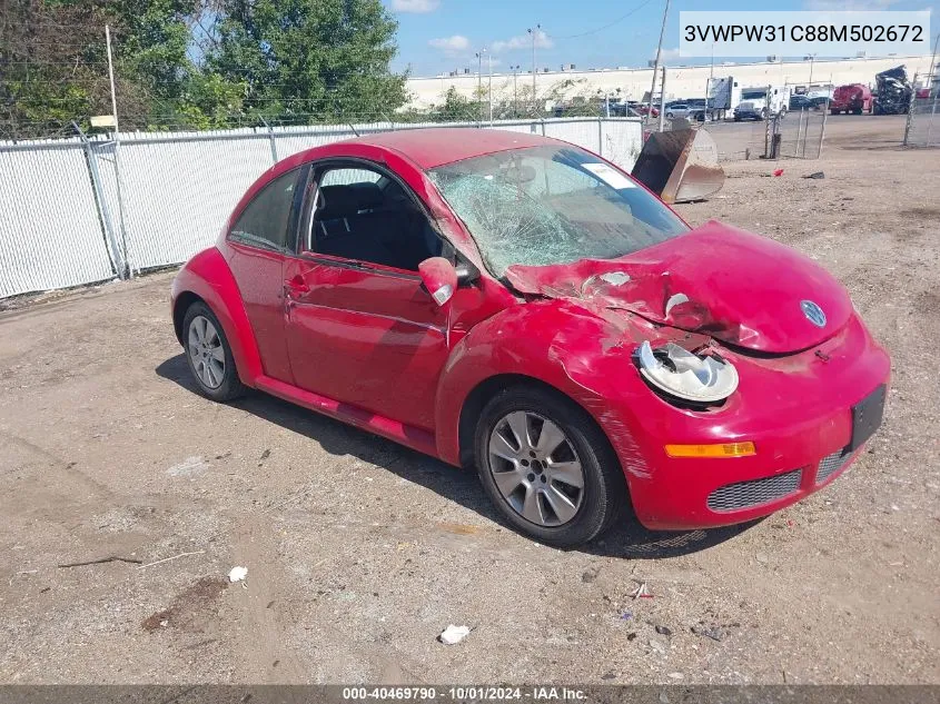 2008 Volkswagen New Beetle S VIN: 3VWPW31C88M502672 Lot: 40469790