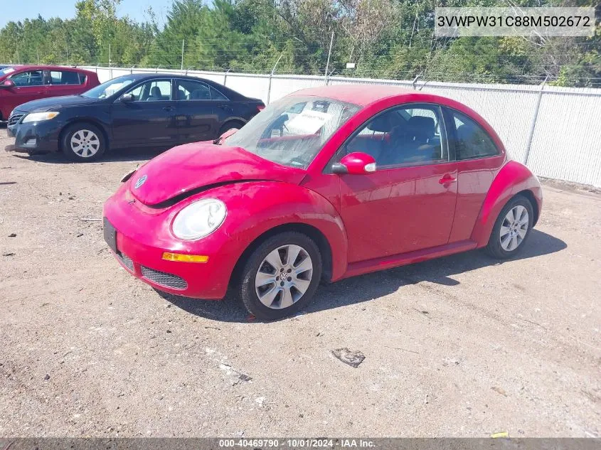 2008 Volkswagen New Beetle S VIN: 3VWPW31C88M502672 Lot: 40469790