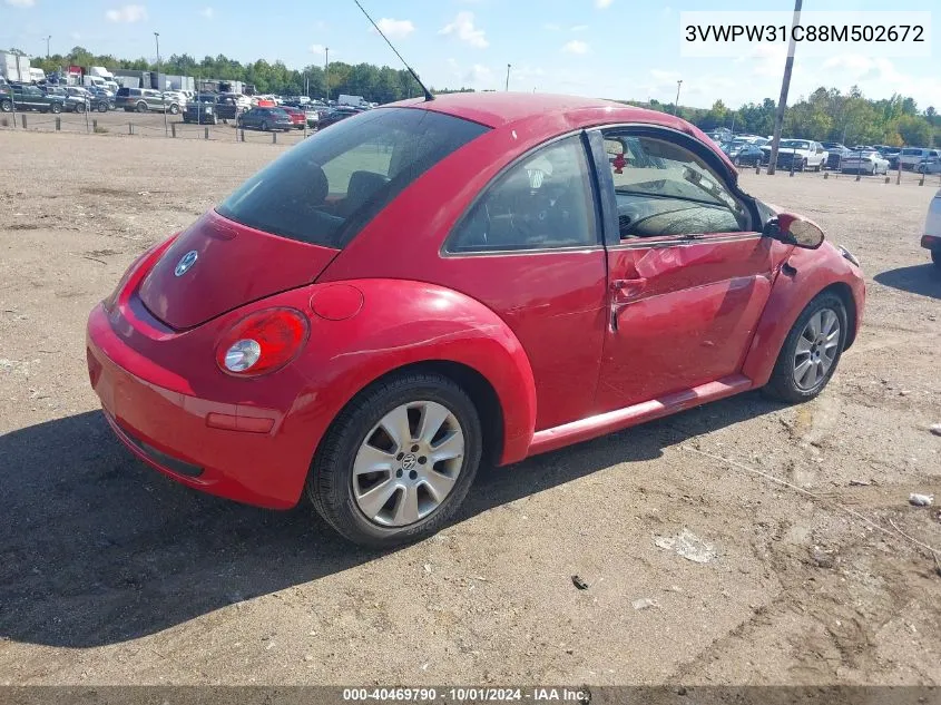 2008 Volkswagen New Beetle S VIN: 3VWPW31C88M502672 Lot: 40469790