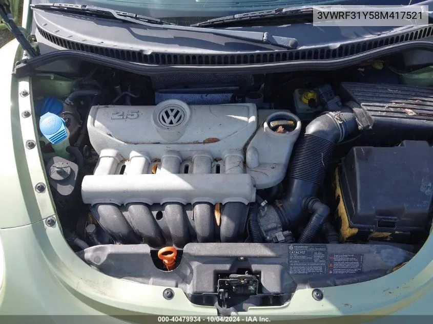 3VWRF31Y58M417521 2008 Volkswagen New Beetle Se