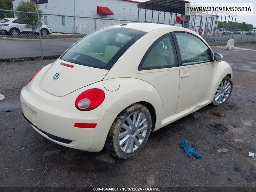 2008 Volkswagen New Beetle S/Se VIN: 3VWRW31C98M505816 Lot: 40494851