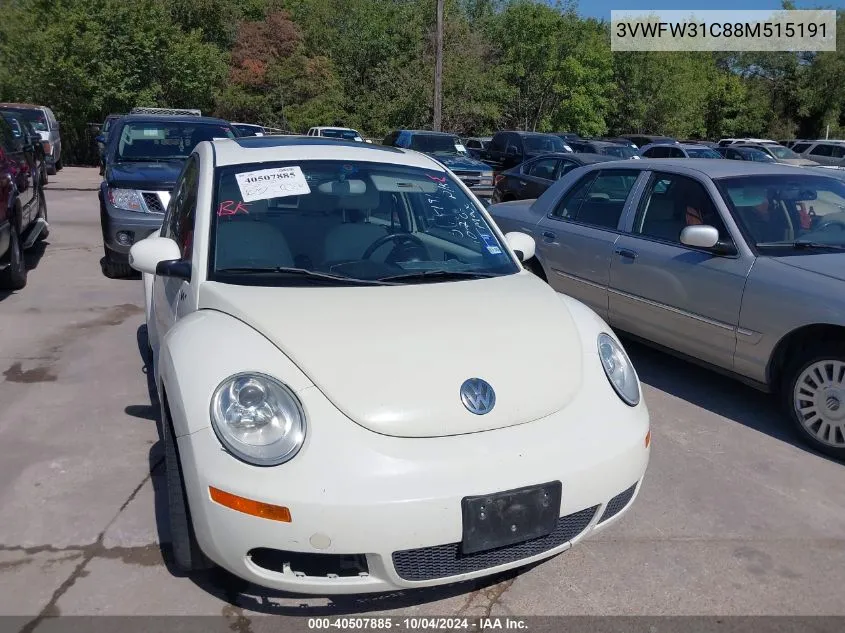 2008 Volkswagen New Beetle Black Tie Edition/Triple White VIN: 3VWFW31C88M515191 Lot: 40507885