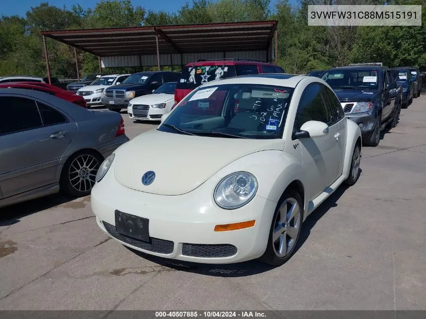 2008 Volkswagen New Beetle Black Tie Edition/Triple White VIN: 3VWFW31C88M515191 Lot: 40507885