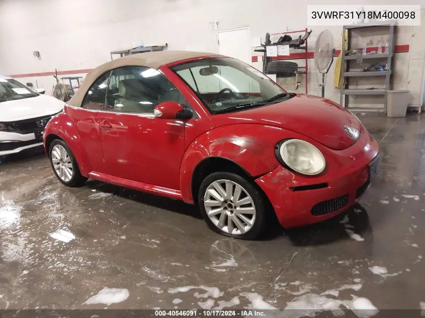 2008 Volkswagen New Beetle Se VIN: 3VWRF31Y18M400098 Lot: 40546091