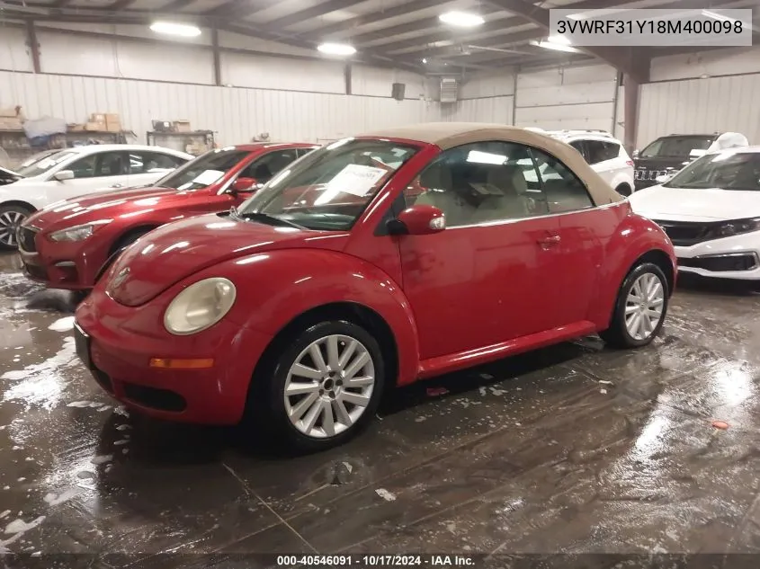 2008 Volkswagen New Beetle Se VIN: 3VWRF31Y18M400098 Lot: 40546091