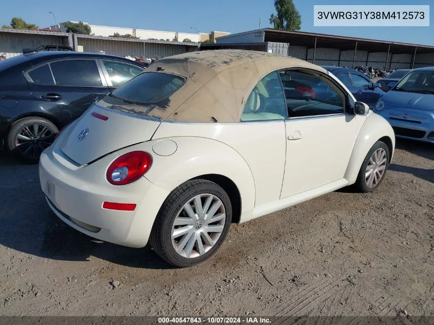 2008 Volkswagen New Beetle Se VIN: 3VWRG31Y38M412573 Lot: 40547843