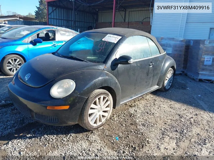 2008 Volkswagen New Beetle Se VIN: 3VWRF31YX8M409916 Lot: 40635104