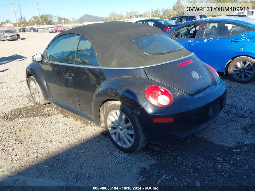 2008 Volkswagen New Beetle Se VIN: 3VWRF31YX8M409916 Lot: 40635104