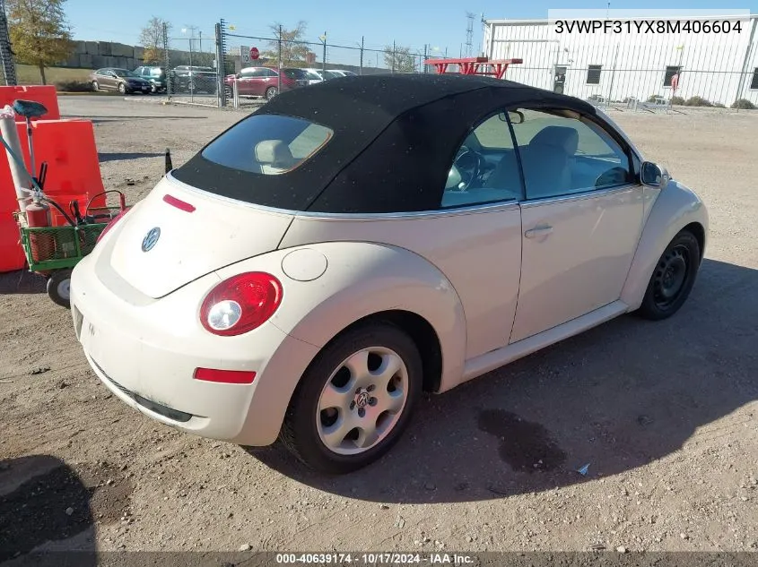 2008 Volkswagen New Beetle S VIN: 3VWPF31YX8M406604 Lot: 40639174