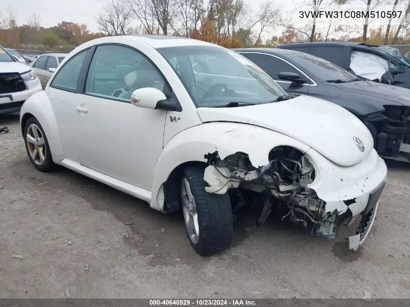 2008 Volkswagen New Beetle Black Tie Edition/Triple White VIN: 3VWFW31C08M510597 Lot: 40640929