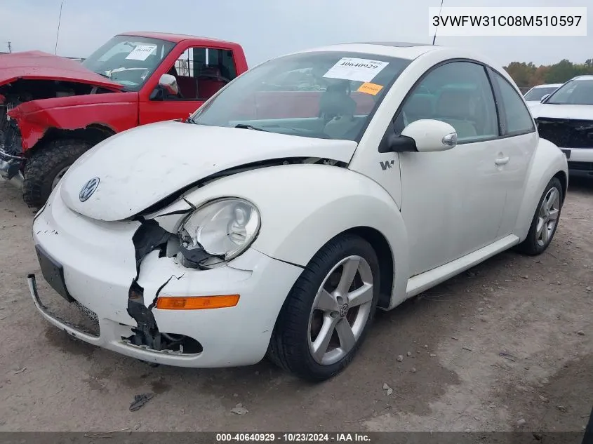 2008 Volkswagen New Beetle Black Tie Edition/Triple White VIN: 3VWFW31C08M510597 Lot: 40640929