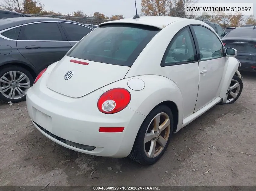 2008 Volkswagen New Beetle Black Tie Edition/Triple White VIN: 3VWFW31C08M510597 Lot: 40640929