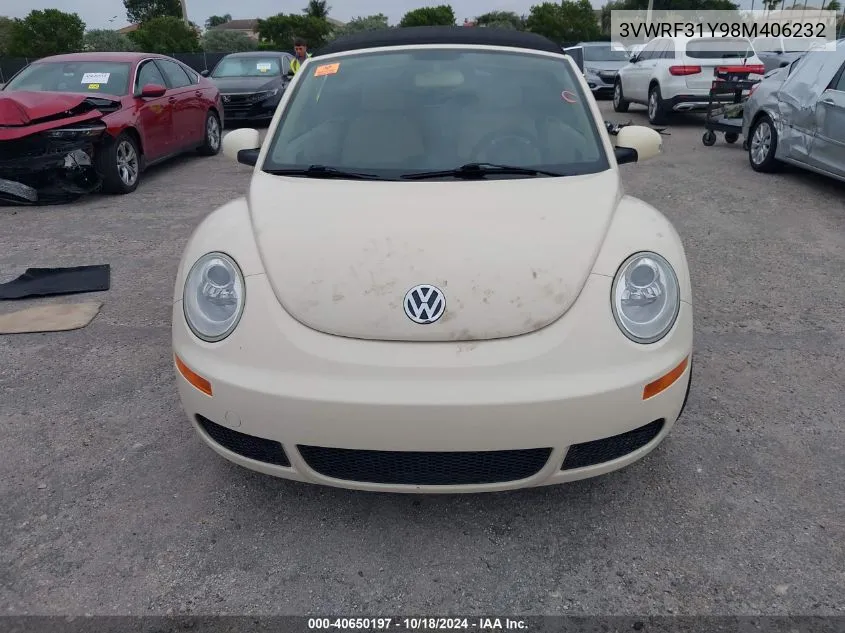 2008 Volkswagen New Beetle Se VIN: 3VWRF31Y98M406232 Lot: 40650197