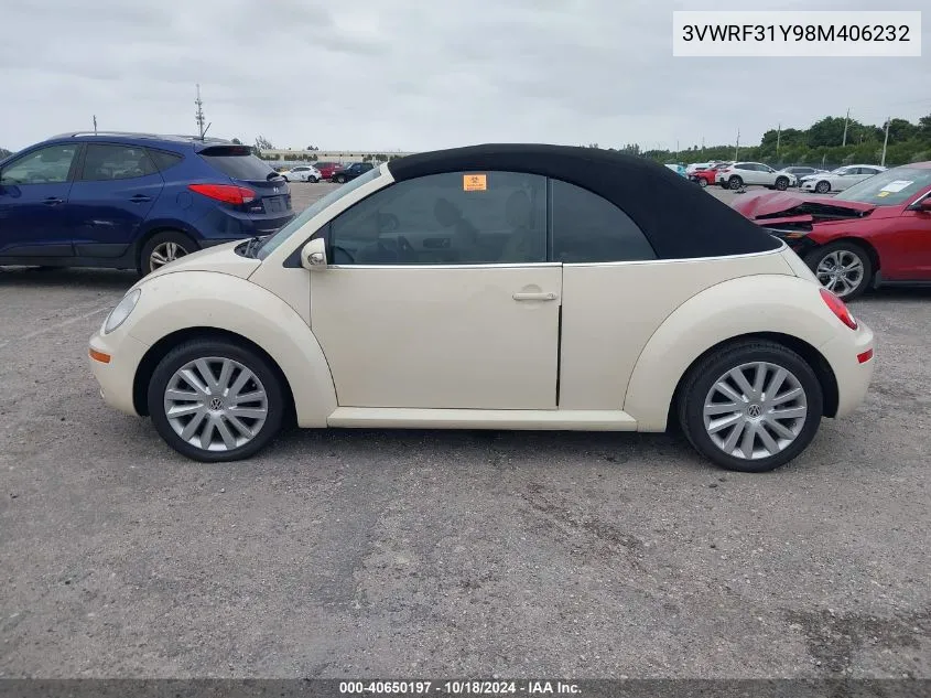 2008 Volkswagen New Beetle Se VIN: 3VWRF31Y98M406232 Lot: 40650197