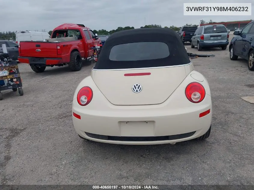 2008 Volkswagen New Beetle Se VIN: 3VWRF31Y98M406232 Lot: 40650197