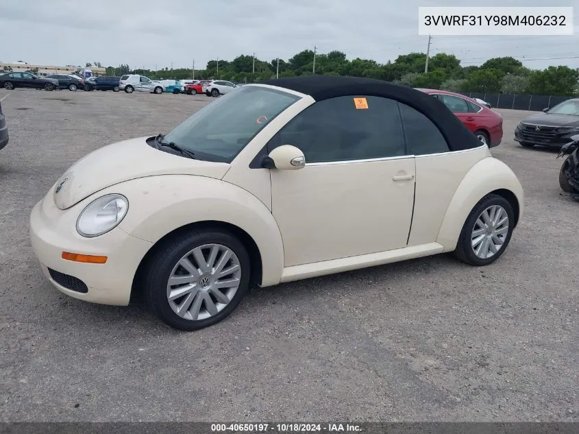 2008 Volkswagen New Beetle Se VIN: 3VWRF31Y98M406232 Lot: 40650197