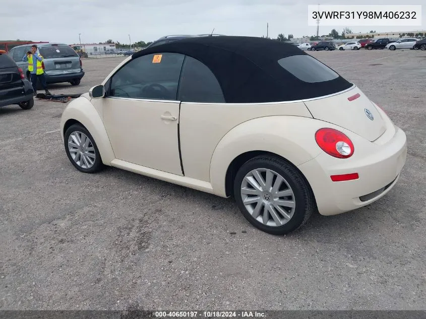 2008 Volkswagen New Beetle Se VIN: 3VWRF31Y98M406232 Lot: 40650197