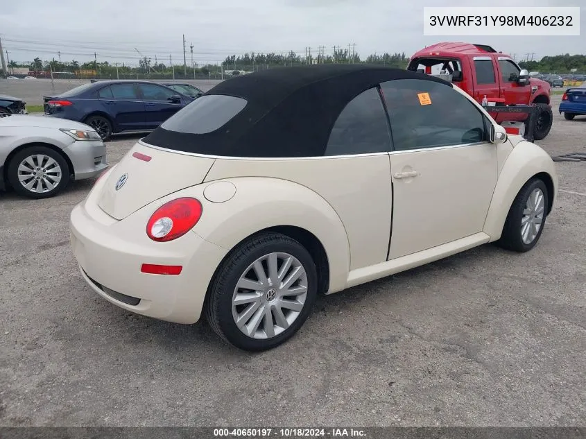 2008 Volkswagen New Beetle Se VIN: 3VWRF31Y98M406232 Lot: 40650197