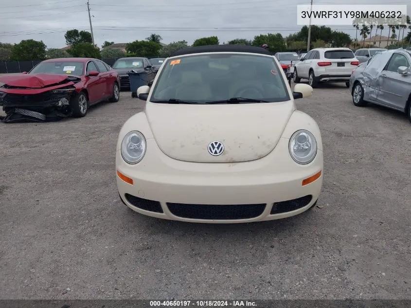 2008 Volkswagen New Beetle Se VIN: 3VWRF31Y98M406232 Lot: 40650197